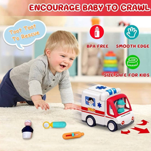 اسباب بازی نوزادی ماشین آمبولانس موزیکال هولی تویز Hola Toys مدل E8997 _اسباب بازی نوزادی